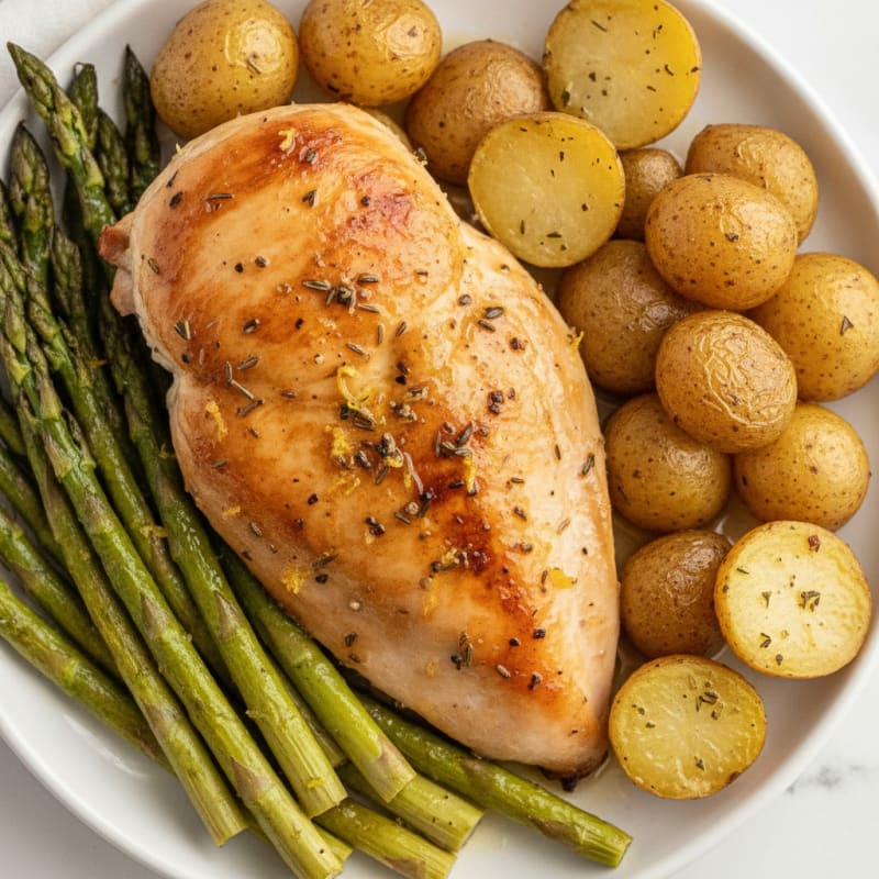 Lemon-Herb Roasted Chicken with Asparagus