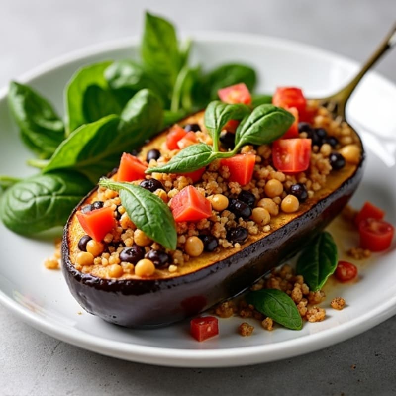 Hearty Vegan Stuffed Roasted Eggplant