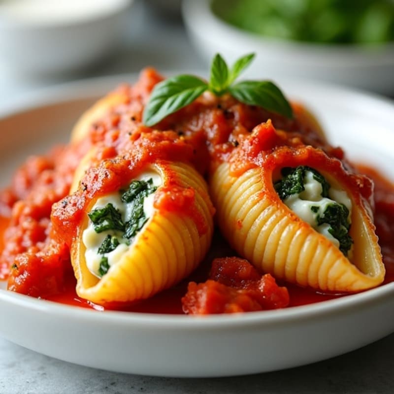 Baked Creamy Spinach Ricotta Stuffed Shells