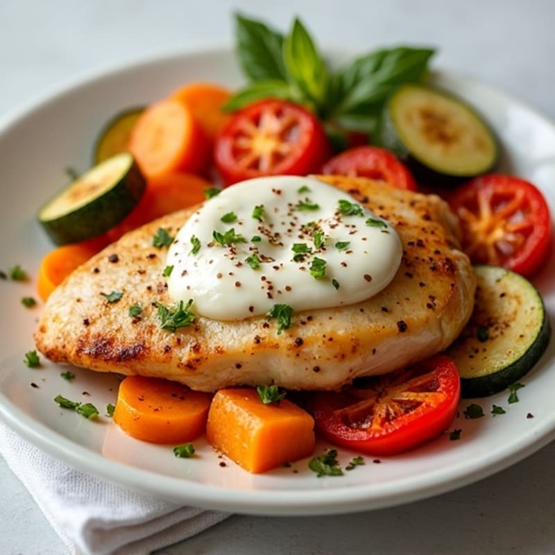 Spiced Creamy Chicken with Roasted Vegetables