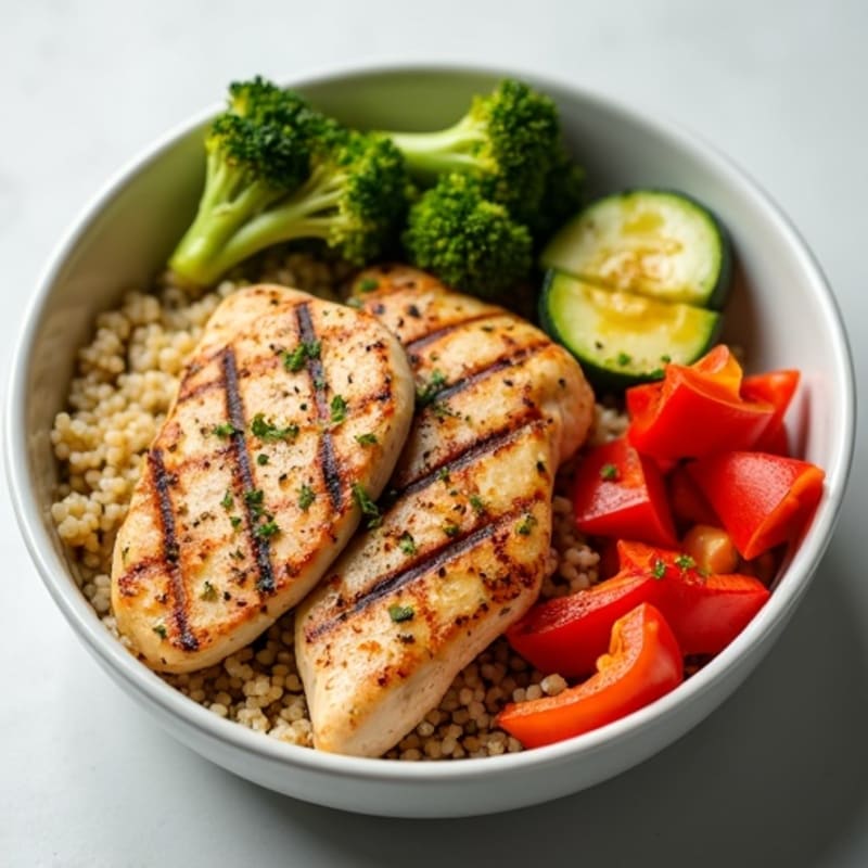 Grilled Chicken and Quinoa Bowl with Roasted Vegetables