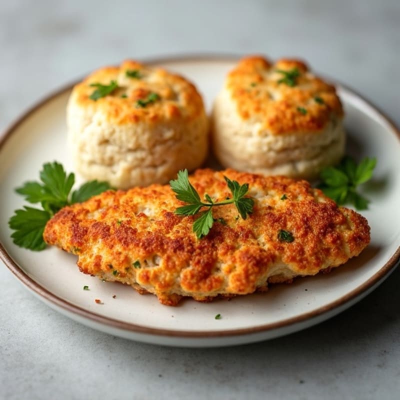 Crispy Baked Chicken with Herb-Buttermilk Drop Biscuits