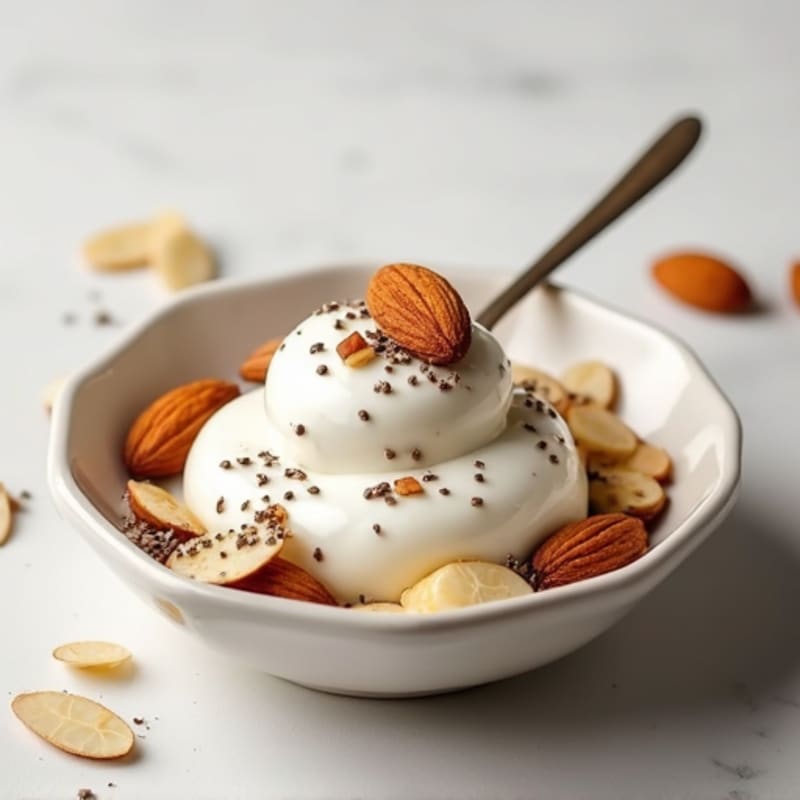Greek Yogurt with Sliced Almonds and Chia Seeds