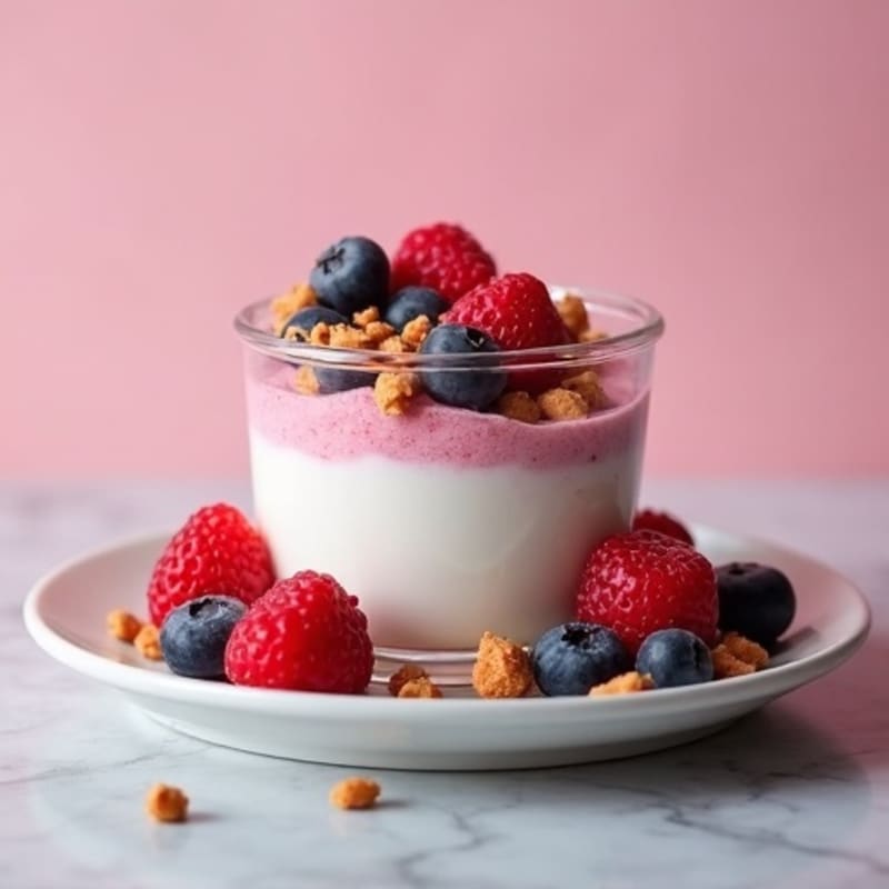 Greek Yogurt Protein Mousse with Mixed Berries