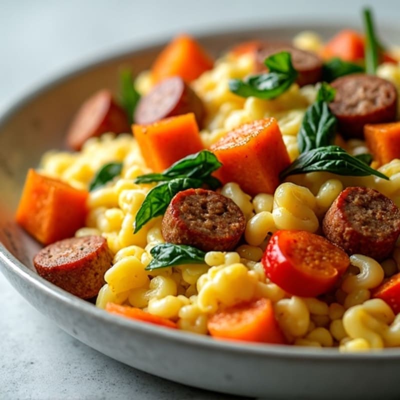 Sweet Potato Egg White Scramble with Turkey Sausage