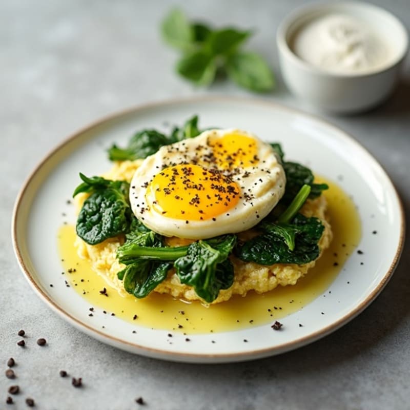 Egg White and Cottage Cheese Scramble with Sautéed Spinach