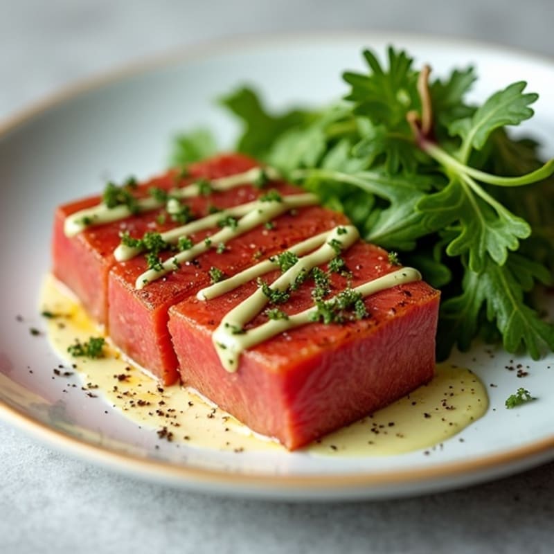 Seared Ahi Tuna with Spicy Wasabi Mayo
