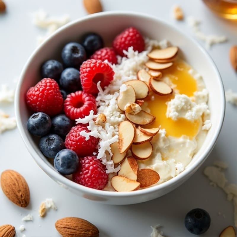 Cottage Cheese Berry Bowl with Almonds