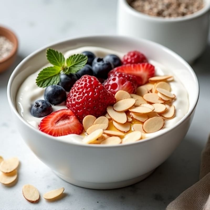 Greek Yogurt Bowl with Fresh Berries and Almonds