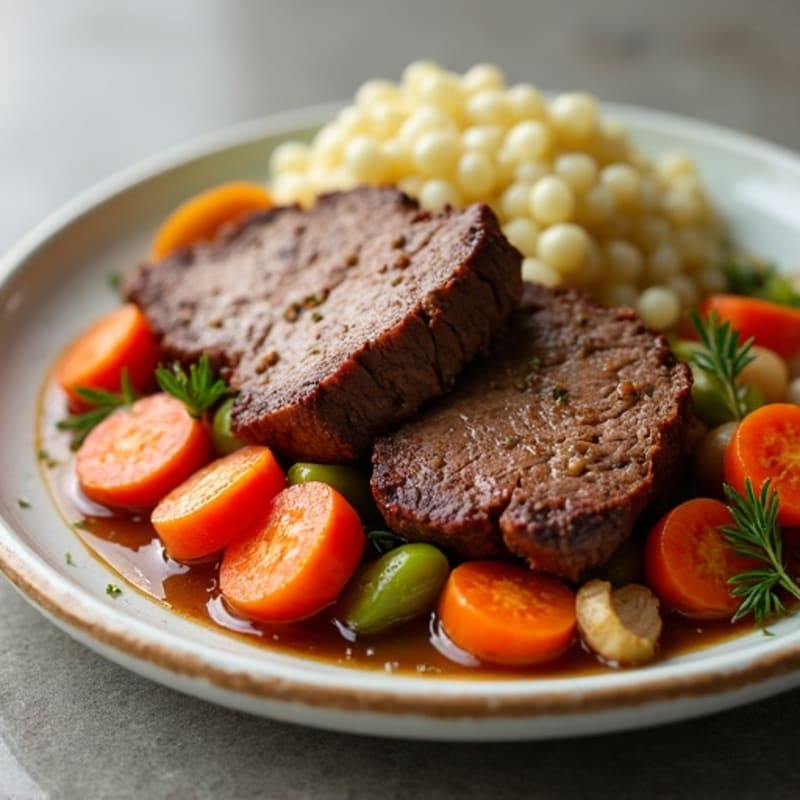 Slow-Cooked Tender Beef Pot Roast with Herb-Roasted Vegetables