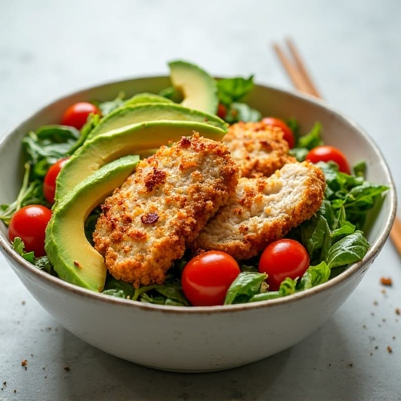 Crispy Chicken and Avocado Salad Bowl