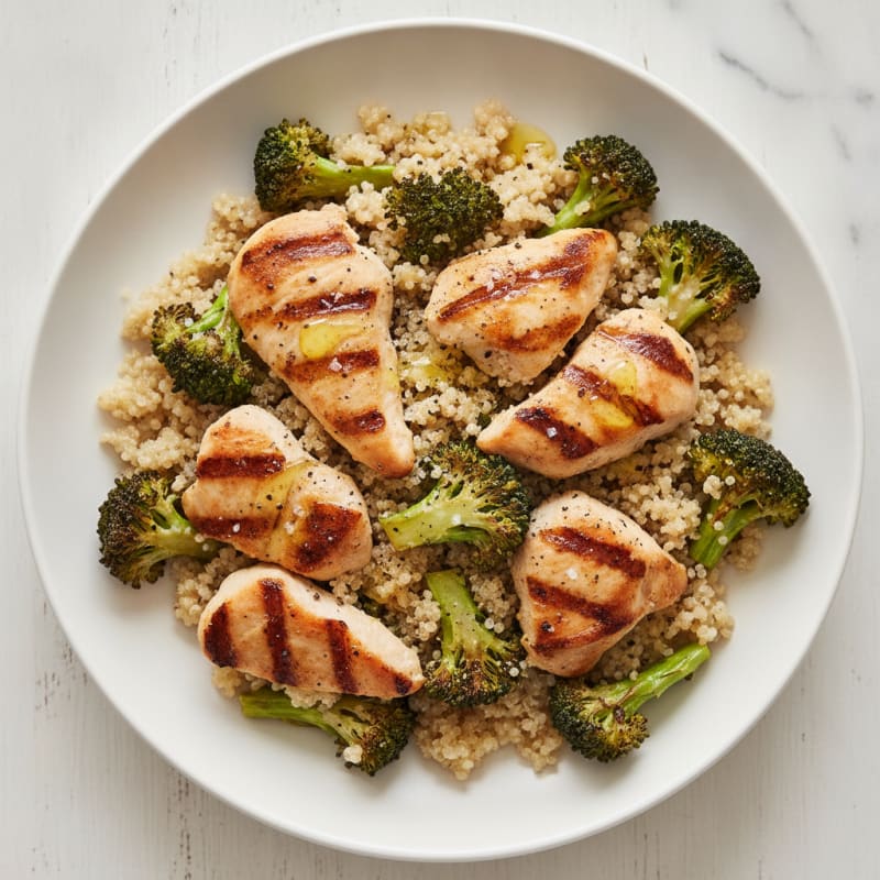 Grilled Chicken and Quinoa Bowl with Roasted Broccoli