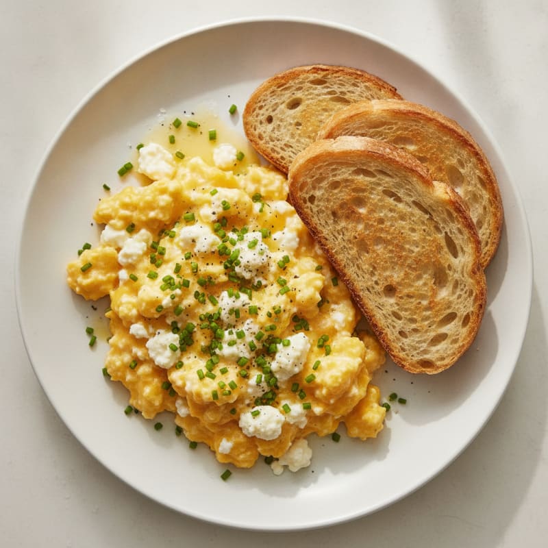 Cheesy Scrambled Eggs with Chives