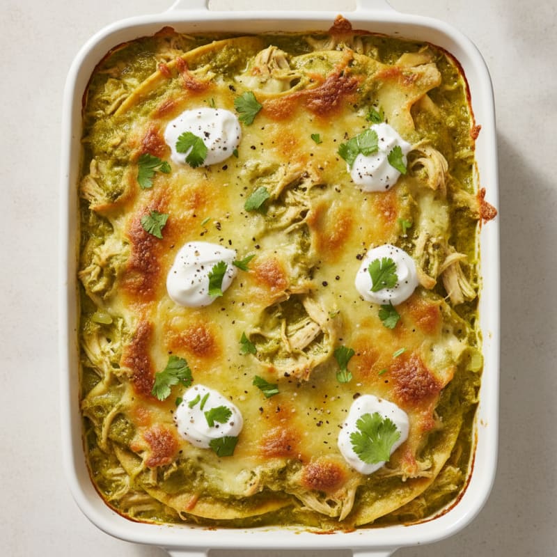 Green Chile Chicken Enchilada Bake