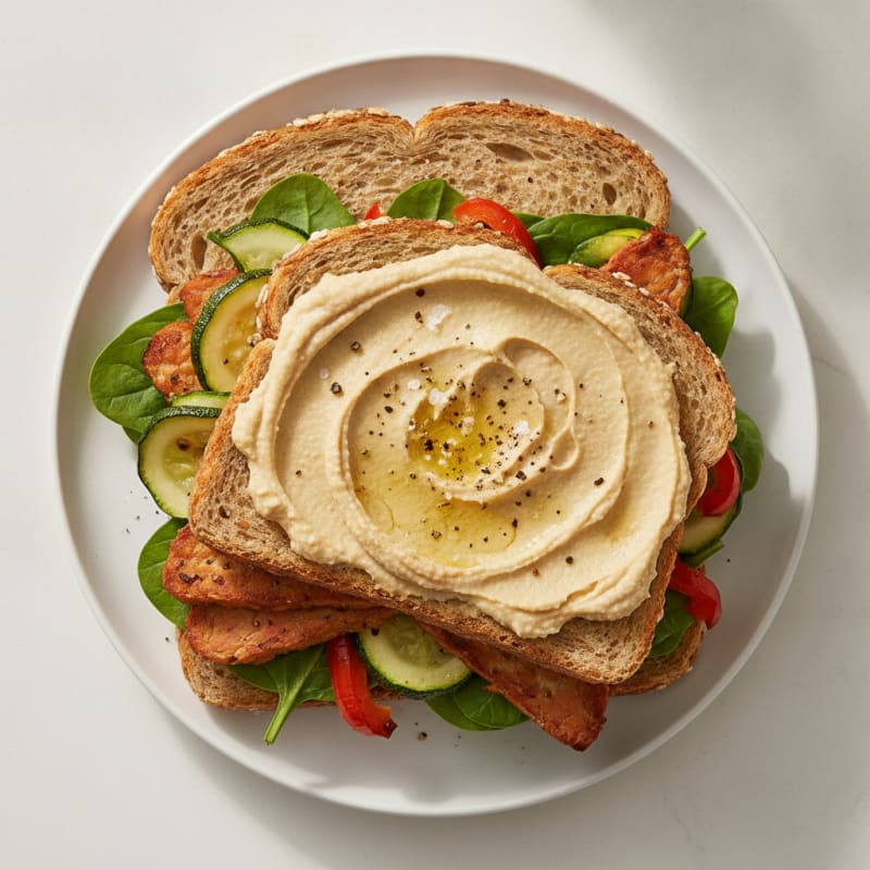 Roasted Vegetable Hummus Sandwich