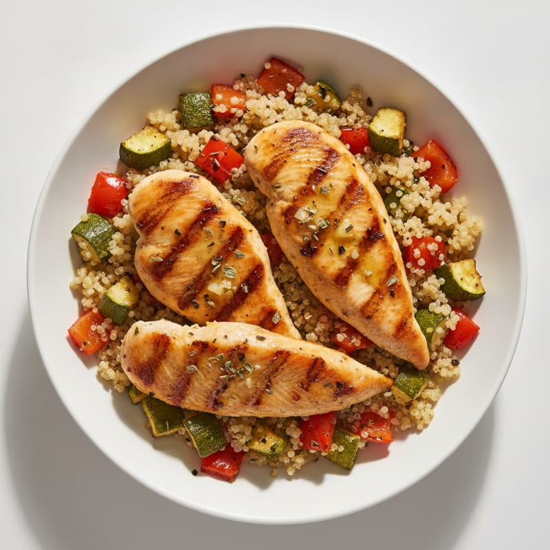 Grilled Chicken and Quinoa Power Bowl with Roasted Vegetables