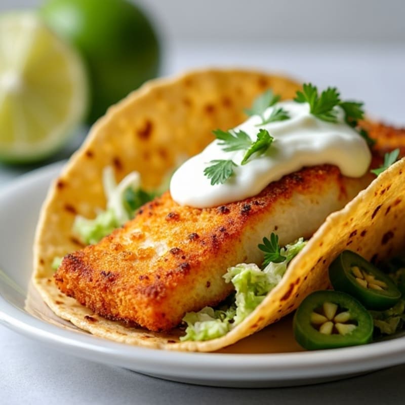 Healthy Crispy Fish Tacos with Zesty Slaw