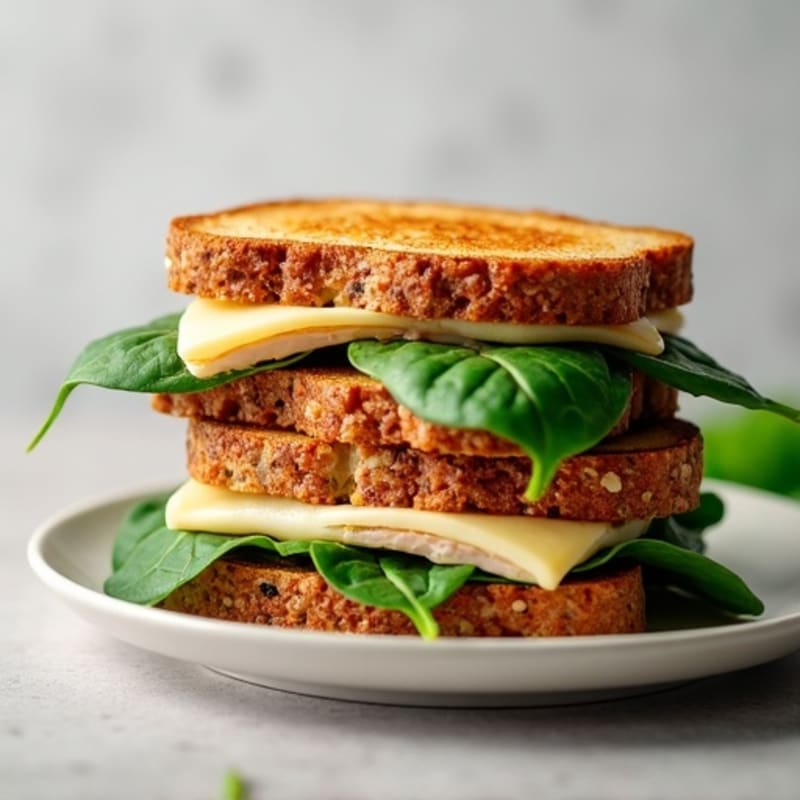 Crispy Whole Grain Turkey and Spinach Stack with Melted Provolone
