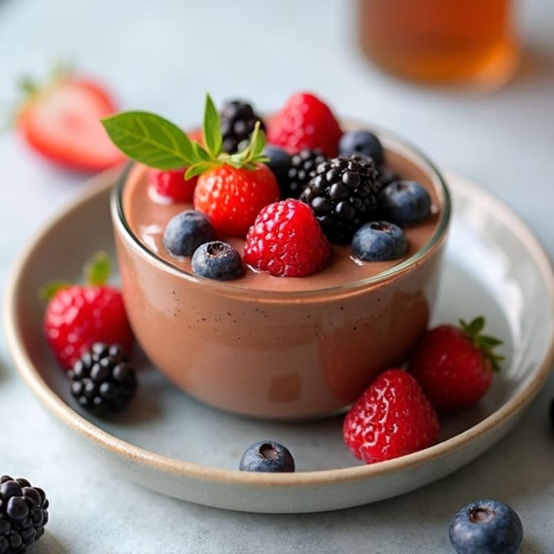 Silky Chocolate Protein Pudding with Fresh Berries