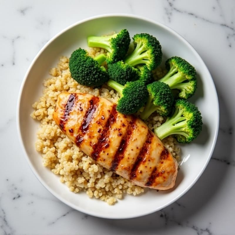 Grilled Chicken Breast with Quinoa and Steamed Broccoli