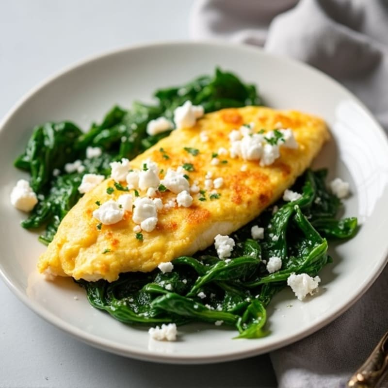 Egg White and Chicken Scramble with Sautéed Spinach and White Cheese