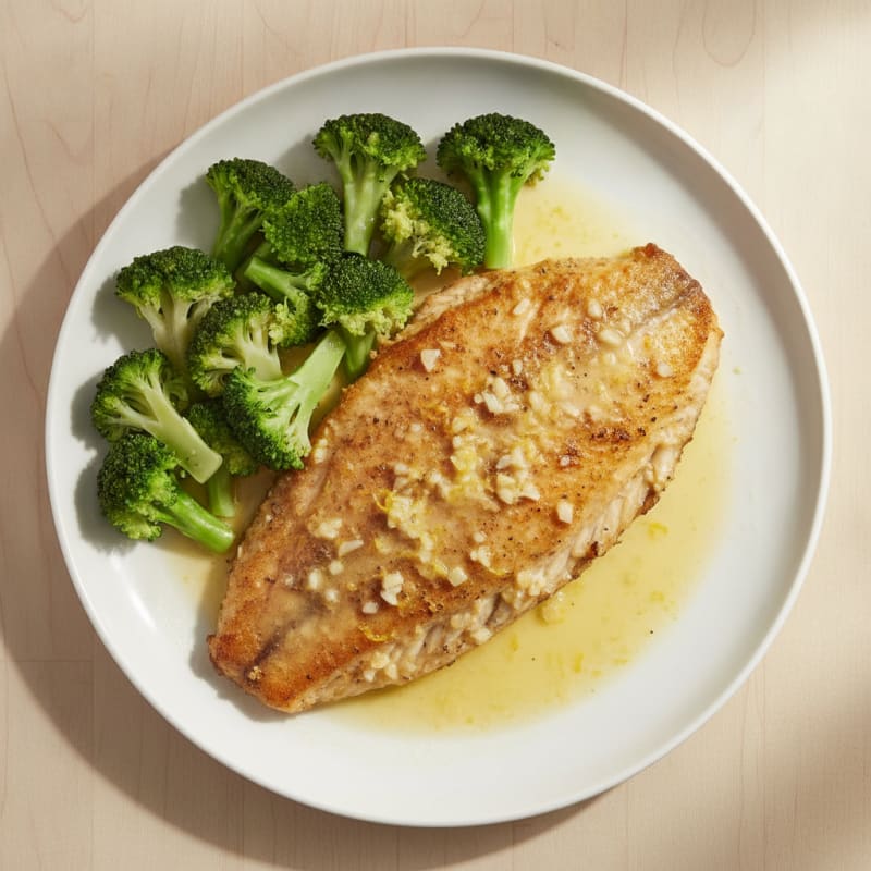 Lemon Garlic Tilapia with Steamed Broccoli