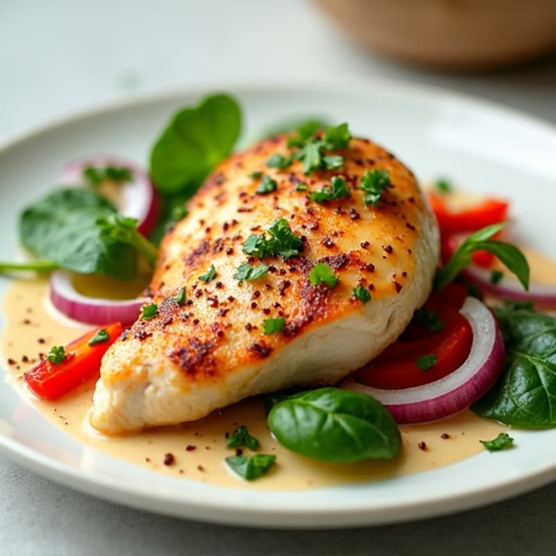 Creamy Coconut Chicken with Spicy Herbs and Fresh Vegetables