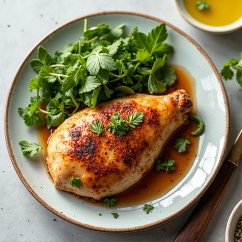 Spiced Roasted Chicken with Fresh Herb Salad