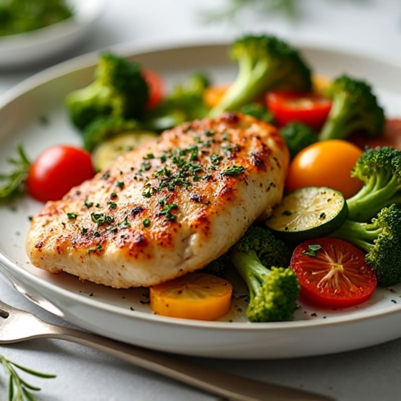 Herb-Crusted Pan Seared Chicken with Roasted Vegetables