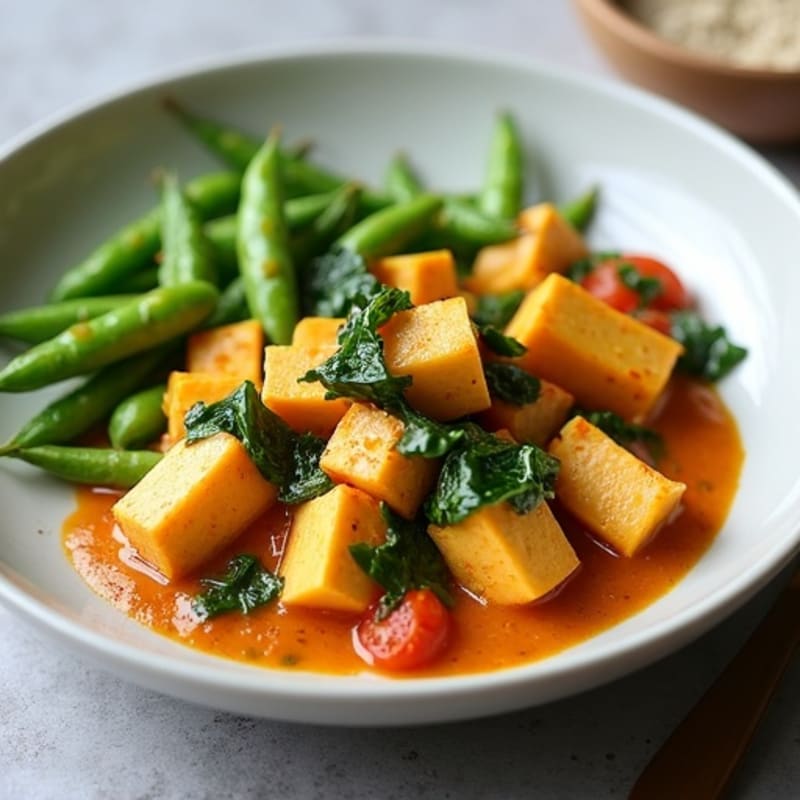 Creamy Paneer and Spinach Curry with Steamed Edamame