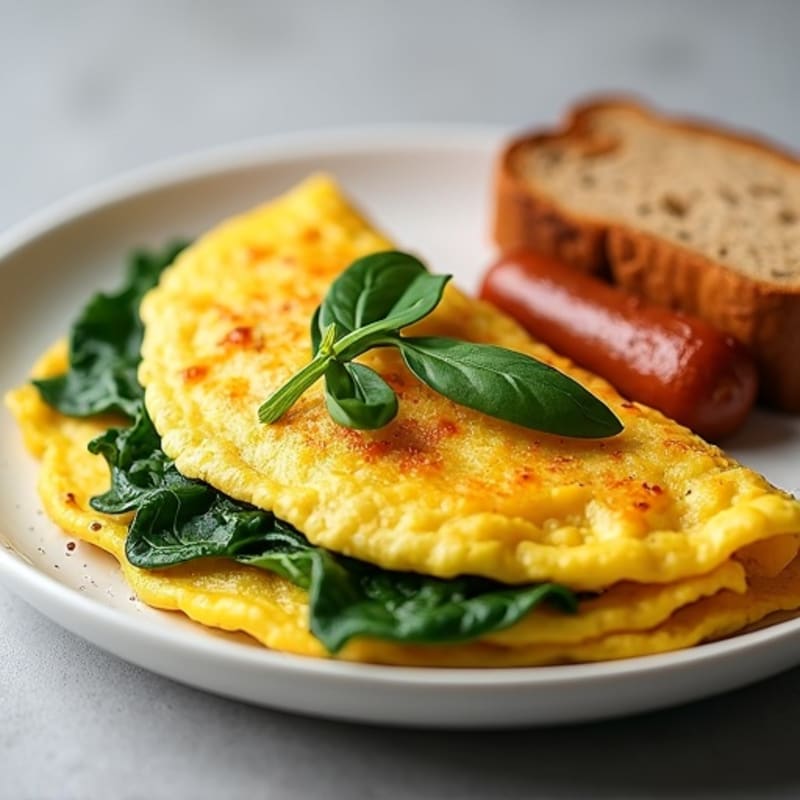 Egg White Spinach Omelette with Turkey Sausage