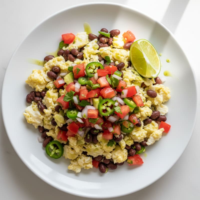 Egg White Scramble with Pinto Beans and Pico de Gallo