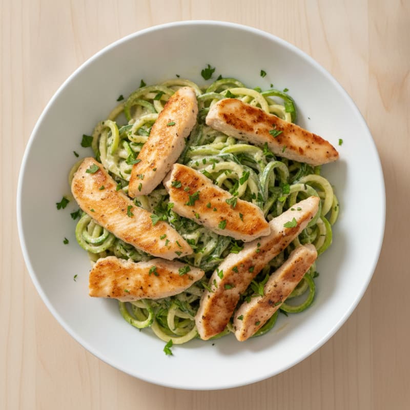 Chicken Alfredo with Zucchini Noodles