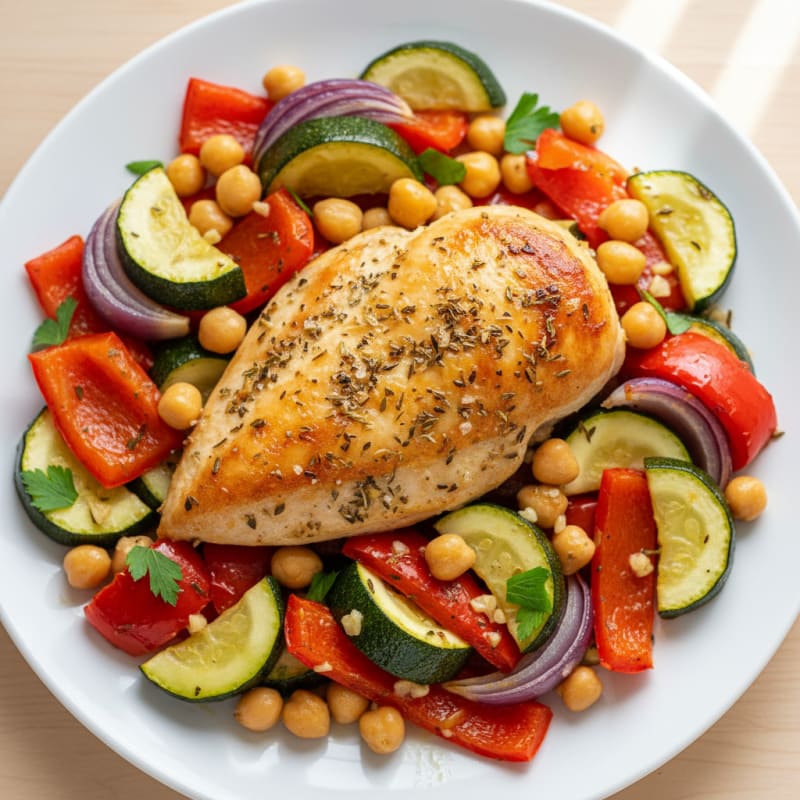 Herb-Roasted Chicken with Mediterranean Vegetables
