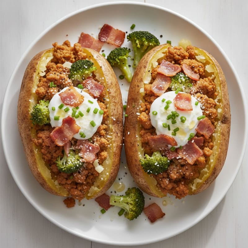 Loaded Baked Potatoes with Crispy Bacon