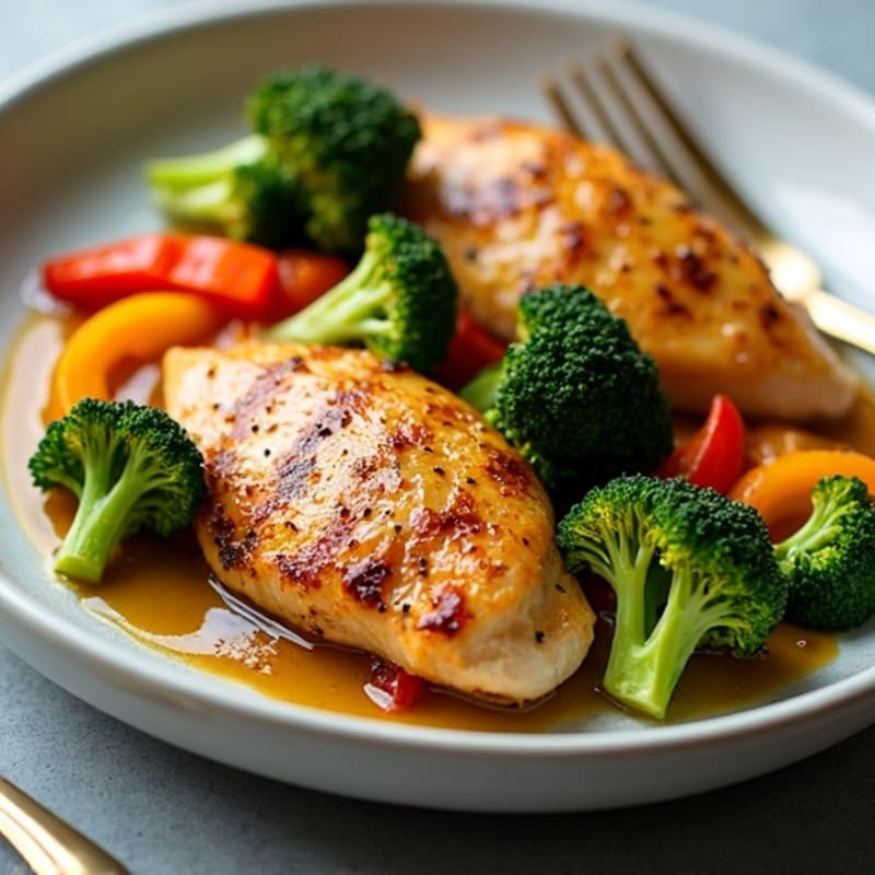 Sheet Pan Chicken with Roasted Broccoli and Bell Peppers