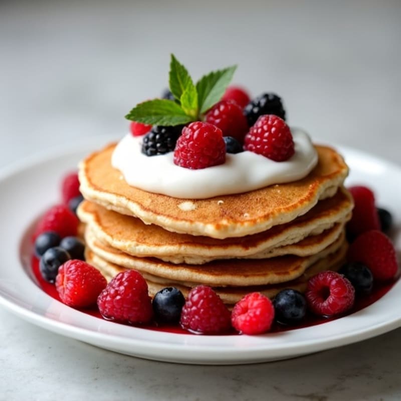 Crispy Protein Pancakes with Creamy Berry Yogurt