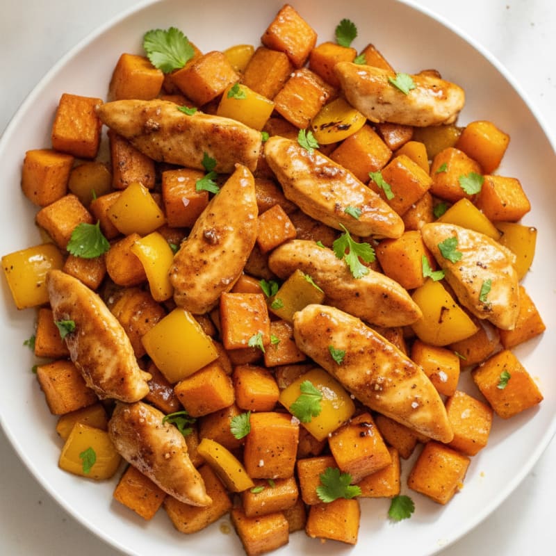 Sheet Pan Honey-Garlic Chicken and Sweet Potatoes