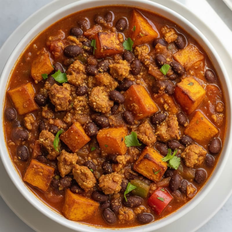 Roasted Sweet Potato and Black Bean Chili
