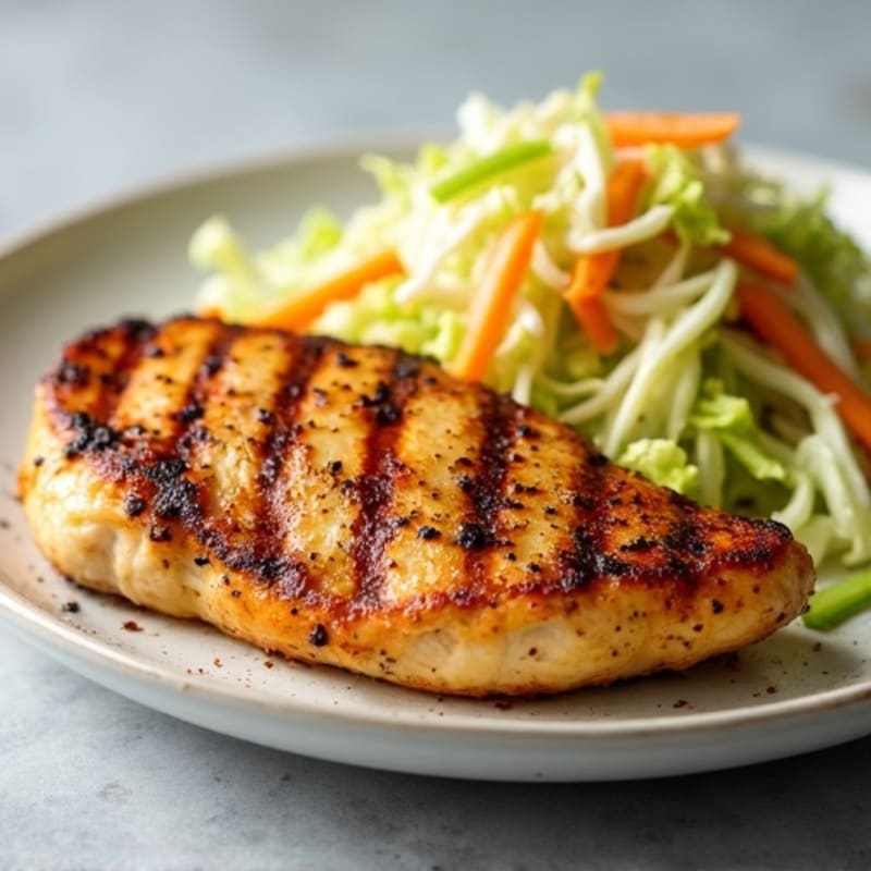 Grilled Chicken Breast with Crunchy Cabbage Slaw