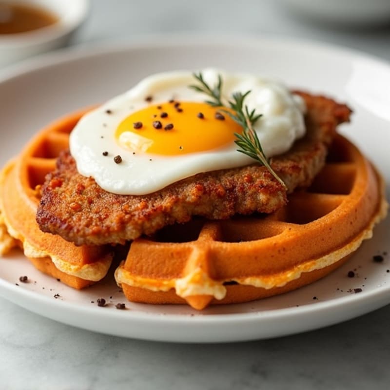 Crispy Baked Chicken with Sweet Potato Waffles
