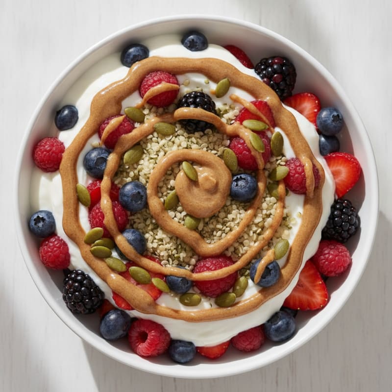 Creamy Greek Yogurt Parfait with Mixed Berries and Pumpkin Seeds