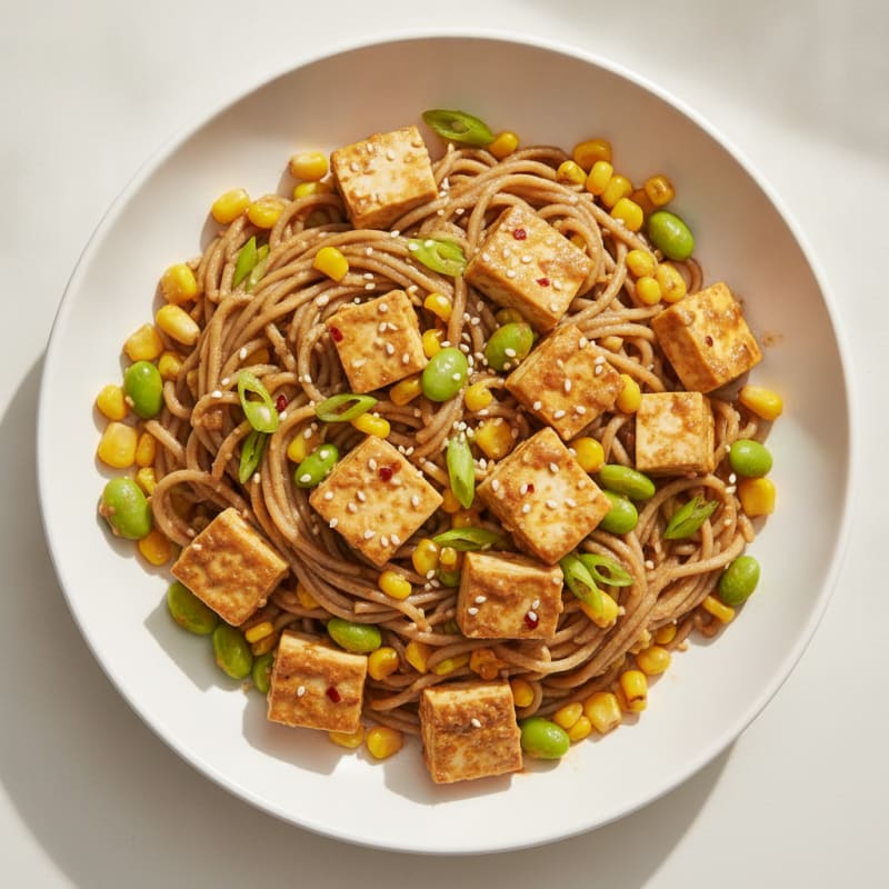 Miso Tofu Noodles with Sweet Corn