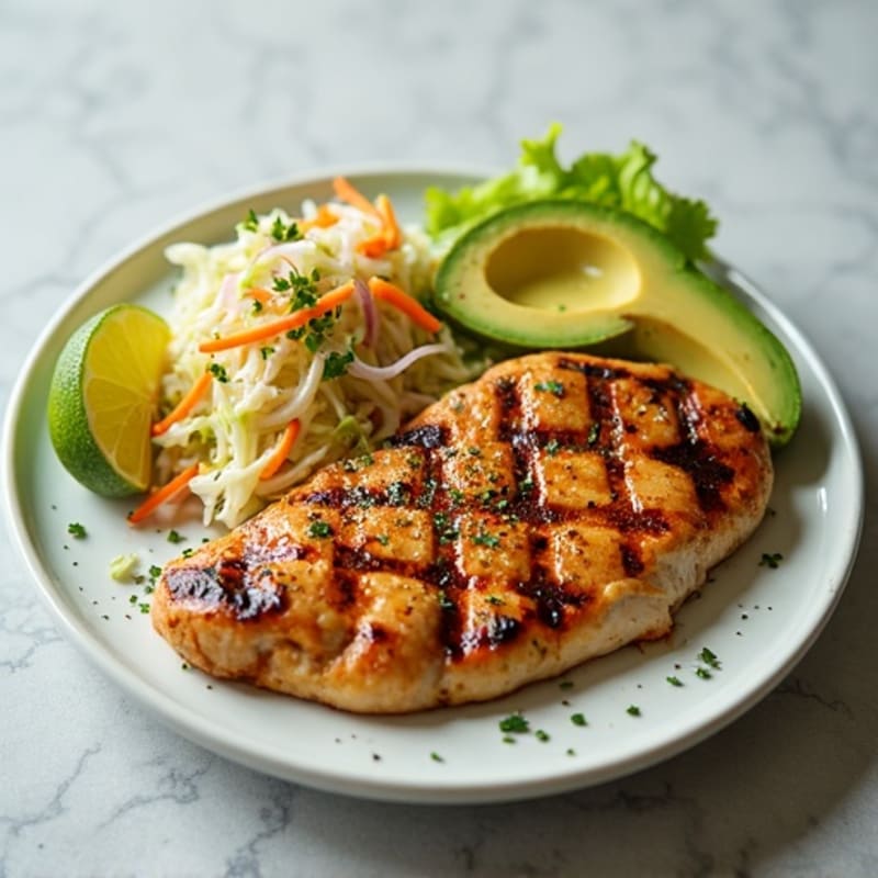 Grilled Chicken Breast with Crunchy Cabbage Slaw