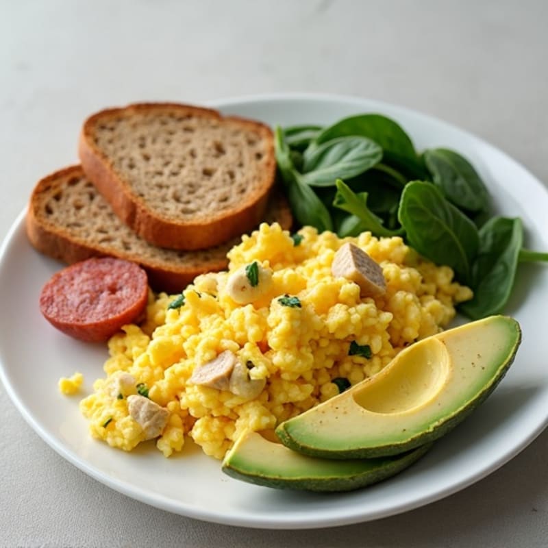 Egg White and Turkey Sausage Scramble with Spinach