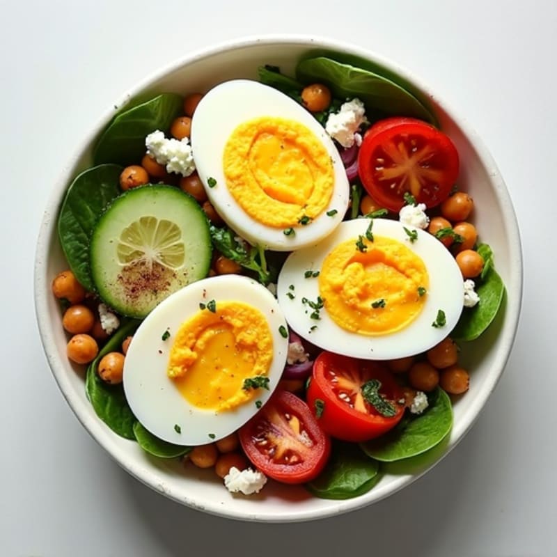 Fresh Mediterranean Egg and Chickpea Bowl
