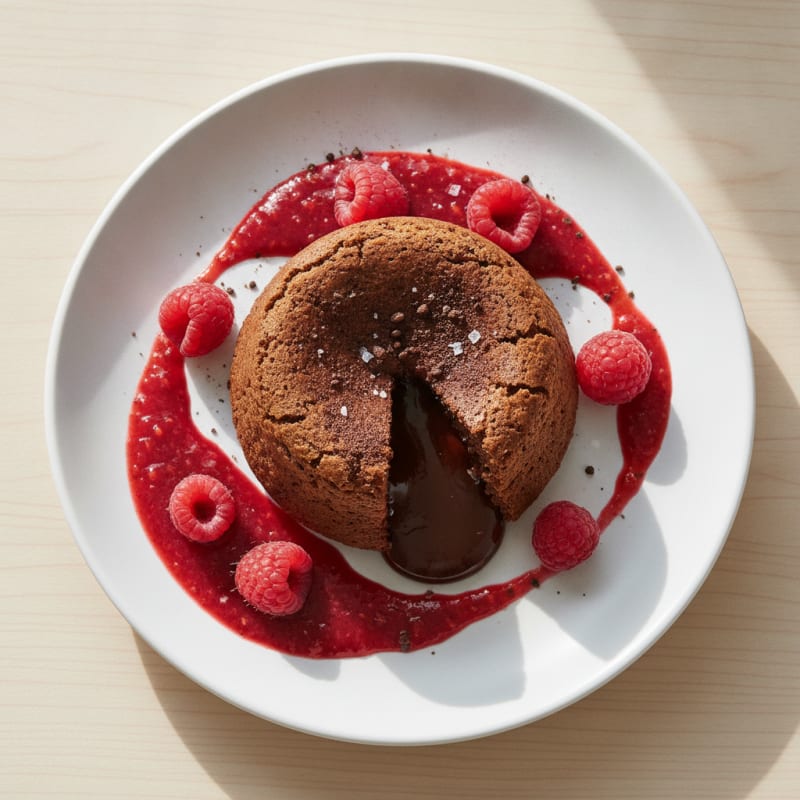 Decadent Chocolate Lava Cake with Raspberry