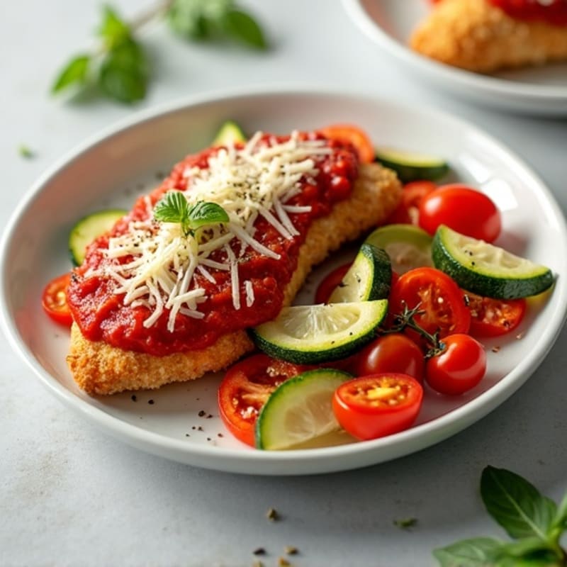 Healthy Crispy Chicken Parmesan with Roasted Vegetables