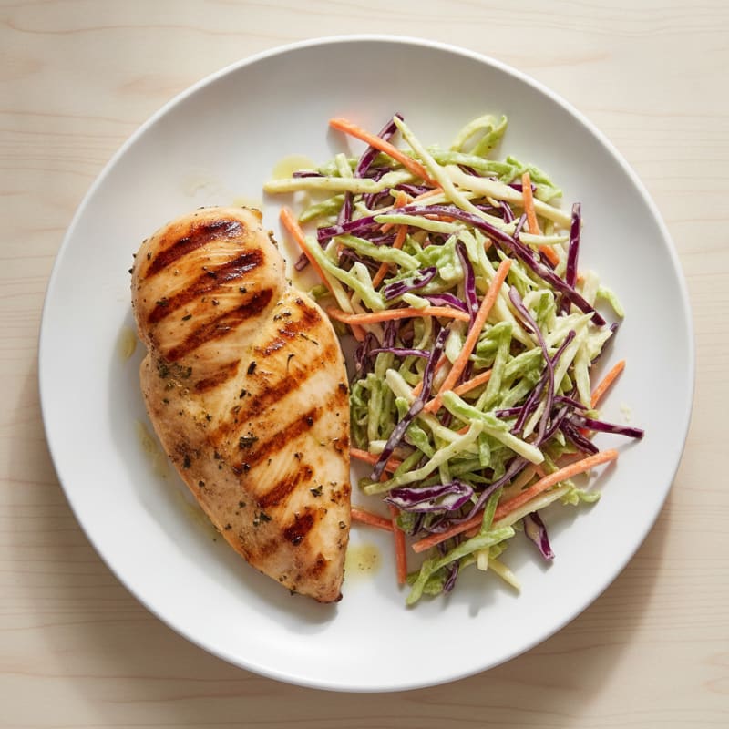 Grilled Chicken Breast with Crunchy Cabbage Slaw