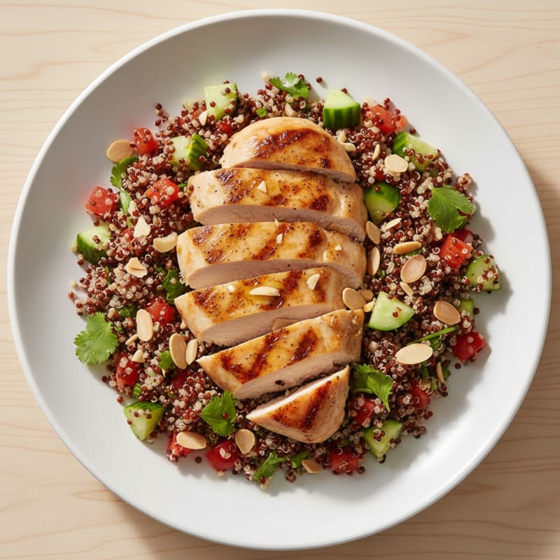 Grilled Chicken Breast with Crunchy Quinoa Salad